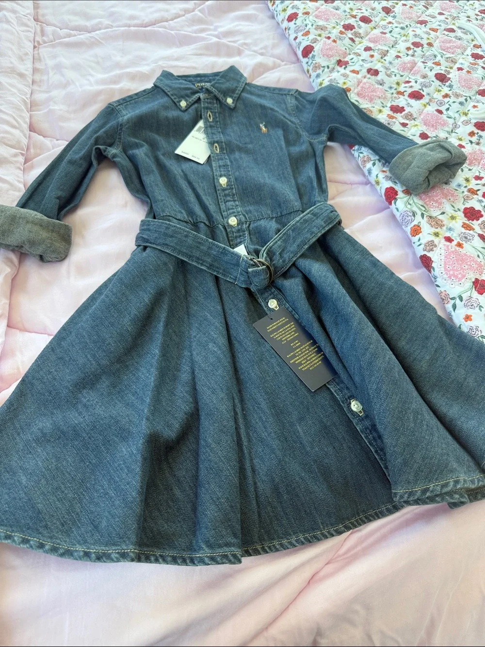 Ralph Lauren Belted Cotton Denim Shirtdress